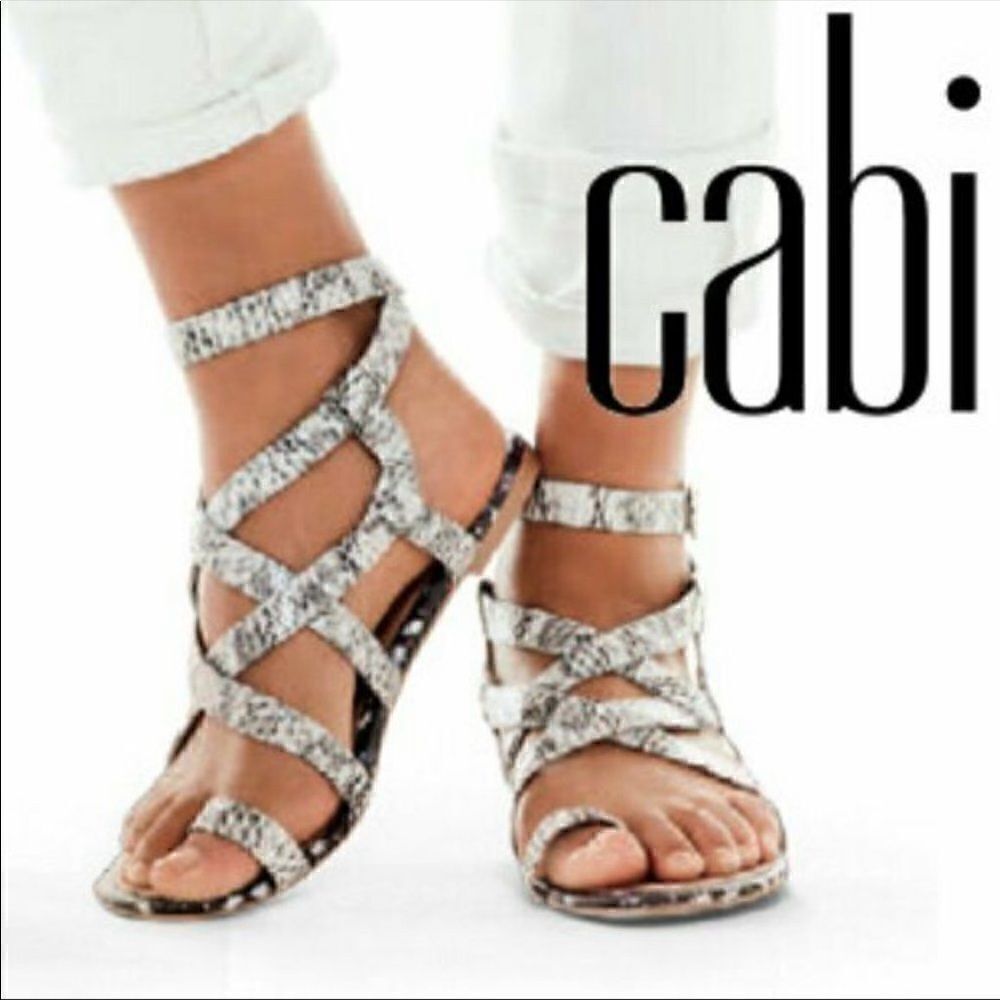 Cabi | Women Athena Python Embossed Gladiator Ankle Strap Sandals | 7.5